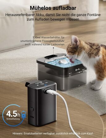 Бездротовий фонтан для котів DownyPaws 2,5 л з датчиком руху чорний