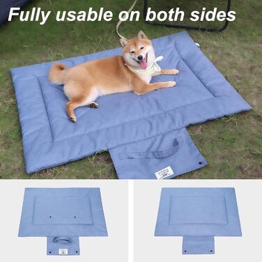 Лежанка для собак та котів, килимок для собак, портативна лежанка, вологостійка, складана, для відпочинку в дорозі, для внутрішнього та зовнішнього використання, кемпінг, подорожі (Блакитний, M)