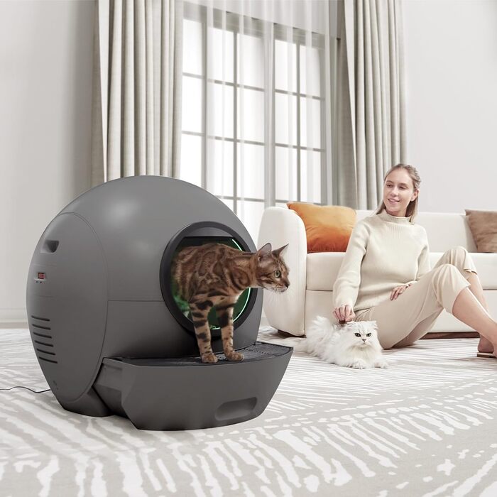 Автоматичний туалет для котів ELS PET, самочистка, з додатком, 60 л, для кількох котів, закритий, оновлена версія 2024