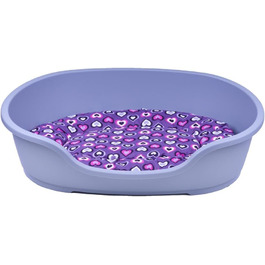 Корзина для собак Adena 71x48 см сіра + подушка з серцями фіолетова 71 см