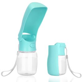 Водяна пляшка для собак Nepfaivy 350мл - туристична, вилка-поїльник, противитікаюча, для маленьких собак