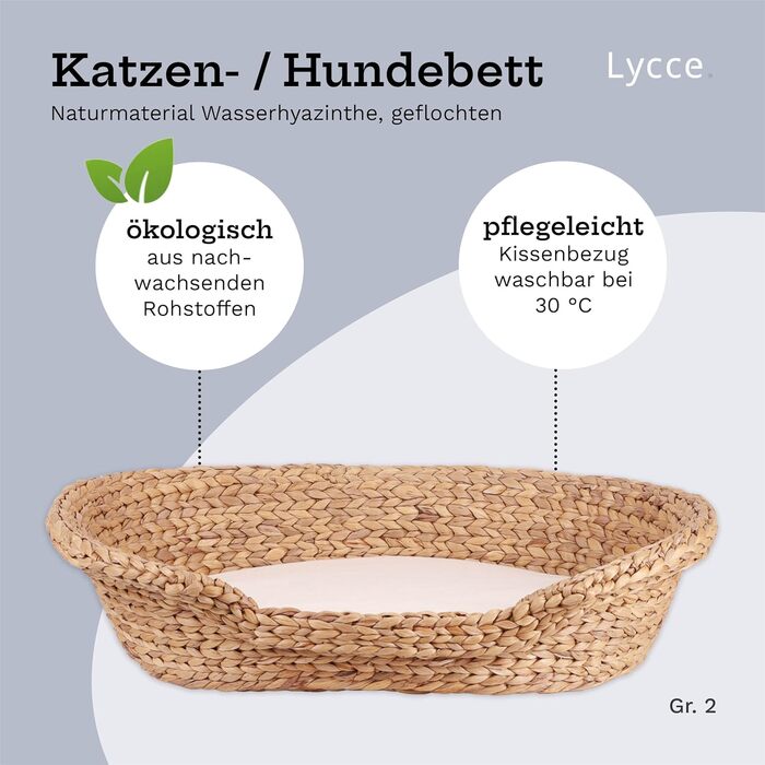 Килимок для кота та собаки | Овальний лежак з високим бортиком | Матеріал: Водяна гіацинт | Розмір 2 (72 x 56 x 17 см)