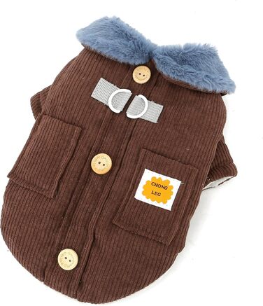 Теплий флісовий куртка для собак породы чихуахуа XL, коричневий, з D-порогом та кишенею