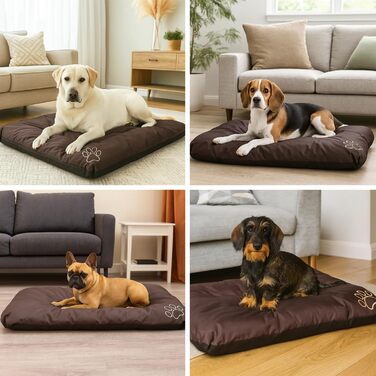 Матрац для собак, лежанка для собак великих, середніх та малих порід - вологостійкий килимок для собак, м'який лежак з піни, Outdoor & міцний матрац для собак - 90x60x8 см Коричневий R1(90 x 60 см) Коричневий