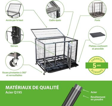 Транспортна переноска для собак MouvedyL, 94x64x76 см, переноска для собак для дому та вулиці, 2 дверцята, висувна підставка, 360° колеса