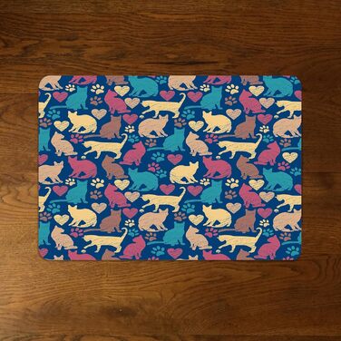 Нековзна килимок під годівницю для котів та собак, Dead Set Studio, водонепроникний, з сердечками