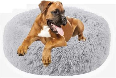 М'яке ліжко-гніздо для собак та котів, круглої форми, 80 см, сірий колір