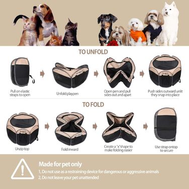 Вольєр для собак та котів BIGWING Style XL, бежевий: вольєр-забіг для цуценят, переноска для тварин, водовідштовхувальне накриття