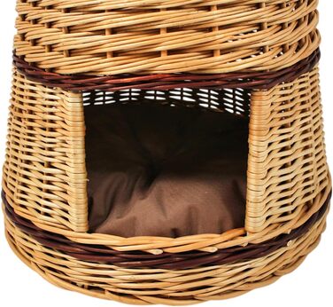 Гніздо для котів та собак: кругле, з плетіння лози, 47x47x45 см з подушкою