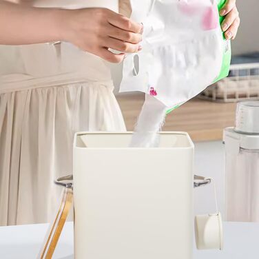 Контейнер для порошку GREELUE 6.5L з дозатором, коробка для миючого засобу, контейнер для корму, ящик для зберігання печива, кавових зерен, корму для тварин (Бежевий)