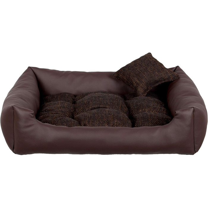 Ліжко для собак Gutekissen® з екошкіри: зручне собаче ліжко, диванчик, лежанка, подушка. Міцні матеріали, висока якість. Розмір 3XL (130x110 см), колір: коричневий