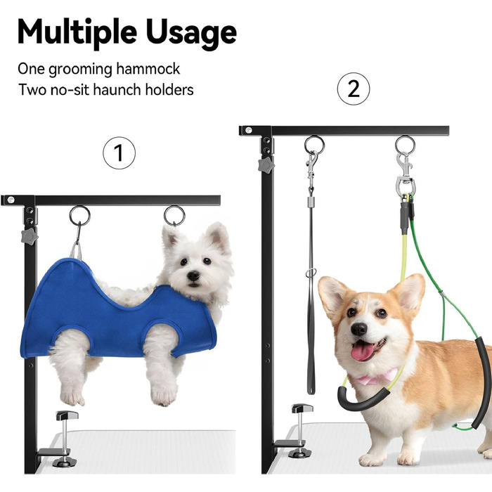 Підставка для грумінгу тварин з металу WZBHCZLJ зі складним дизайном та розслаблюючою гамаком. Стійка до корозії, нержавіюча сталь