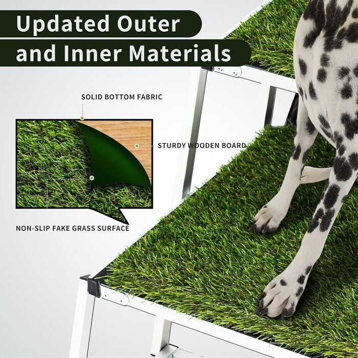 Складні сходинки для собак великих порід, портативні сходи для домашніх тварин з антиковзким покриттям, легкі сходи для собак у автомобілі, SUV, вантажівці. Сходи для собак великих порід до 80 кг (Extra Wide, 5 сходинок з травою)