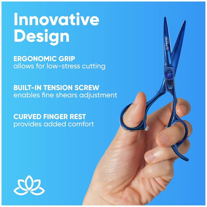 Професійні ножиці для стрижки волосся Equinox Razor Edge Series – 6,5 дюймів (Cutting, Titanium Blue)