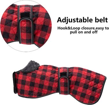 Водонепроникний теплий зимовий дощовик для собак породи Віндгаунд/Лурчер/Вхіпет, з флісовою підкладкою, червоний, розмір S (довжина спини 51-53 см)