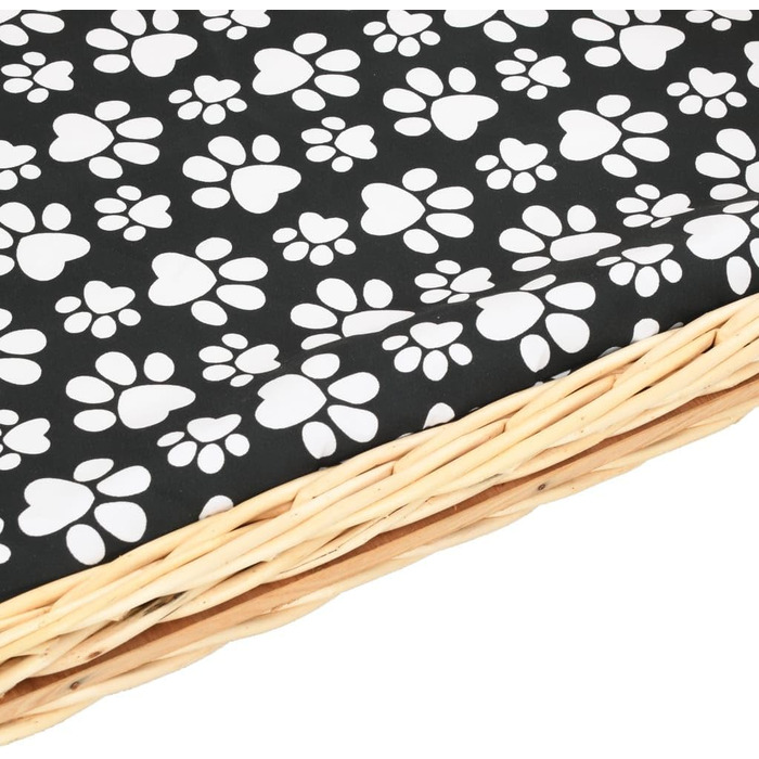 Корзина для собак VidaXL з подушкою, лежанка для тварин, корзина для домашніх улюбленців, місце для сну собаки, плетені корзини для собак, 50x33x30 см, натуральне дерево