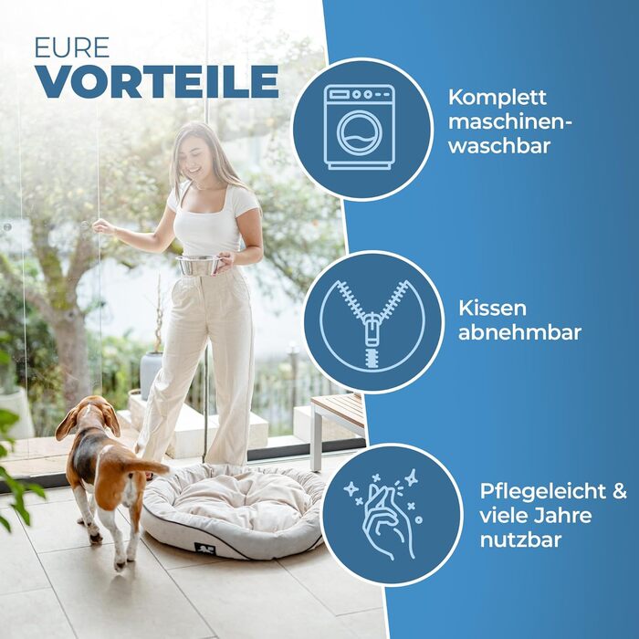 Ортопедичне ліжко для собак - диван для малих, середніх та великих собак | миється, не слизьке, ергономічне | кошик для собак, спальні місця для домашніх тварин та меблі, лежанка для собак | Champ’s Nap (S)