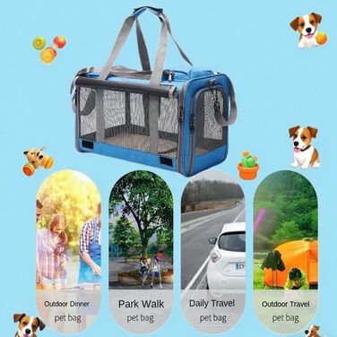 Транспортна переноска для собак та котів SHJOEE, складана, синього кольору, 46 x 46 x 30 см