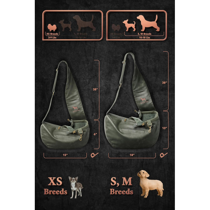 Трансформер для собак Noah & Paw до 5 кг, веганська шкіра, зелений, 38 x 15 x 14 см