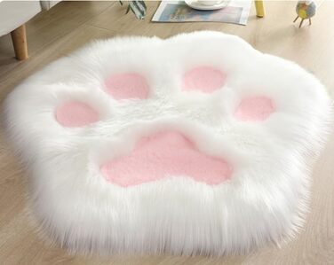 Килимок з імітацією собачих лапок, штучне хутро, 70x70 см, білий