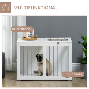 PawHut Dog Cage Клітка для середніх собак 80 x 50 x 56.5 см з дверима та функцією транспортування в білому кольорі