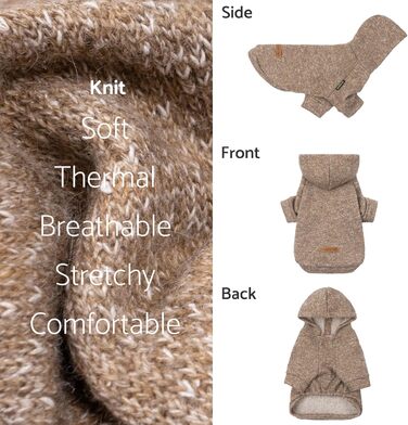 Світшот для собак Fitwarm, зимовий одяг для маленьких собак, хлопчиків та дівчаток, легкий, кашемір Хакі, розмір XXL