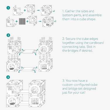 Модульний картонний будинок для котів та кошенят: 4 блоки та 2 містки