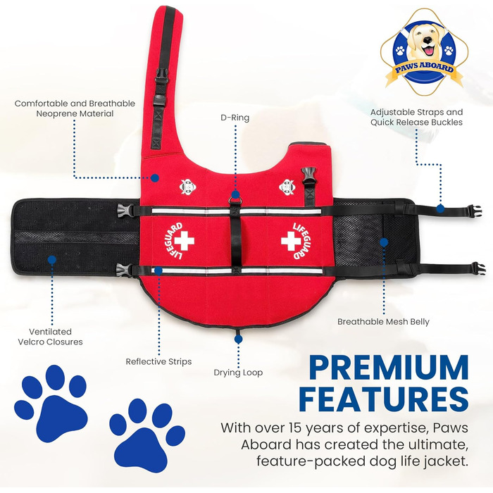 Рятувальний жилет для собак Fido Pet Products, розмір M, червоний