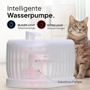 Турбофонтанчик для котів Pretty Paw з датчиком руху, бездротовий, 45 днів роботи від акумулятора, фільтр, 4 л, BPA Free (білий, 3 л)