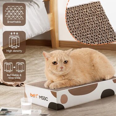 Набір з 3 кігтеточок для котів Happy Hachi з котячою м'ятою, міцний двосторонній когтеточний борд, ліжко, меблі для захисту