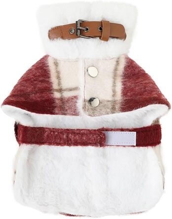 Вовняний теплий зимовий плащ для собак з червоним флісовим підкладкою, розмір L, червоний