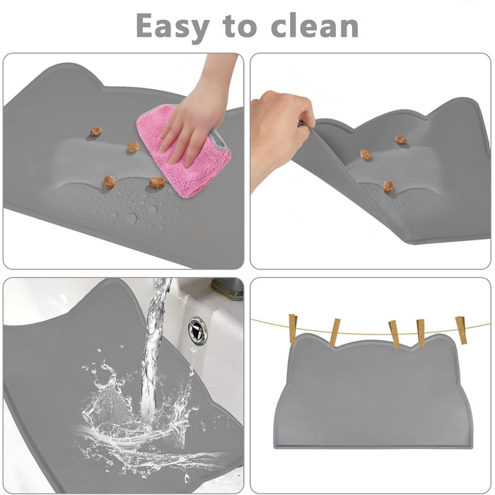 Килимок для котячого корму, силіконовий, неслизький, водонепроникний, сірий (темно-сірий)