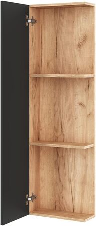 Вузька шафа для ванної Planetmöbel LUX 30x75x32 см, золота дуб/антрацит, бокова шафа для ванної кімнати