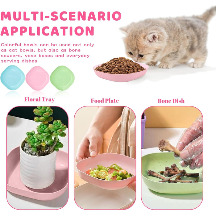 Набір мисок для котів GMMG, 6 шт., кераміка, плоскі, для годування котів