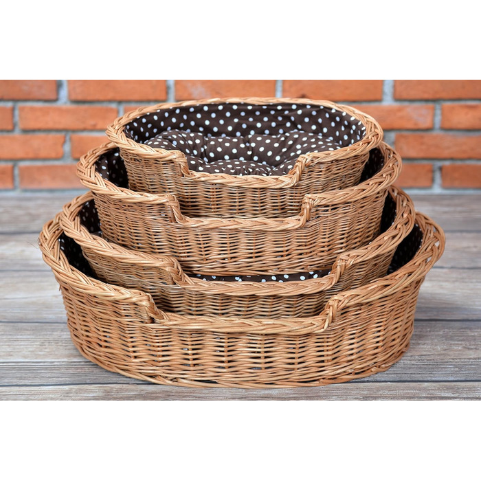 Корзина для собак з лози e-wicker24 502-60, брунатний колір, 60 x 43 x 19 см (80 x 60 x 26 см), натуральний дизайн