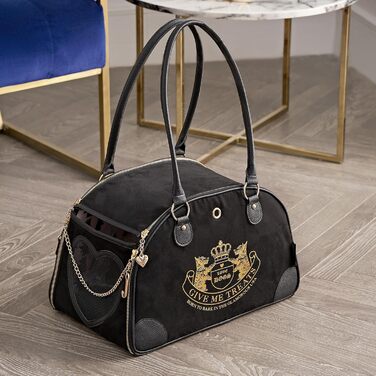 Сумка-переноска для тварин Juicy Couture, стильна чорна дорожня сумка для маленьких собак і котів