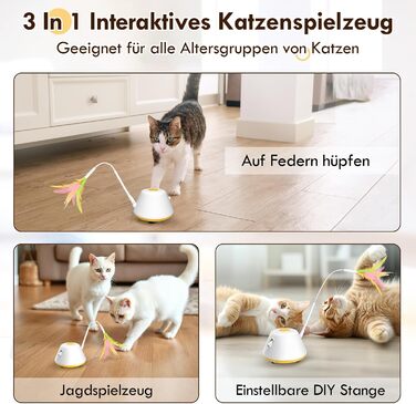 Інтерактивна іграшка для котів TGFIX 3 в 1 – електрична, з колесами та лазером, розвиваюча, з USB-зарядкою (жовта)