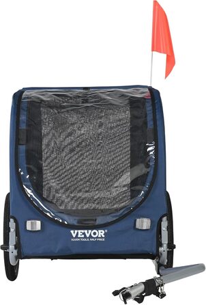 VEVOR Причіп для собак, вантажопідйомність до 45,4 кг, легкий, складна конструкція, універсальний кріплення, відбивачі, прапор