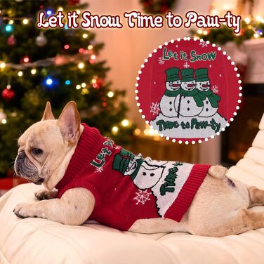 Світшот для собак IECOii з коміром-мотоциклом, флісовий пуловер, святковий пуловер на Різдво, в'язаний пуловер для собак на Хелловін, м'який пуловер для собак, зелений, червоний (XL)