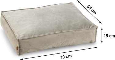 Подушка для собак Lotte Nalino, велюр, сіра, 70x55x15 см