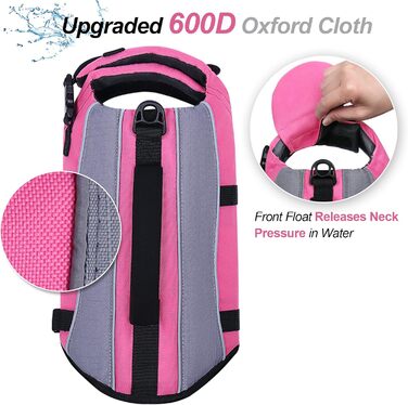 Жилет для собак VIVAGLORY для плавання, рожевий, M (53-63 см)