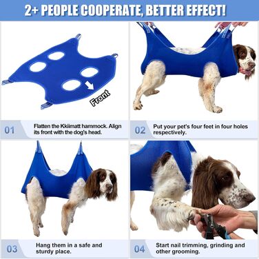 Ккіімат Гамак для догляду за тваринами 5-в-1, дихаючий, для малих та середніх тварин, помічник для купання, миття, догляду та стрижки нігтів (блакитний), Medium/до 16 кг