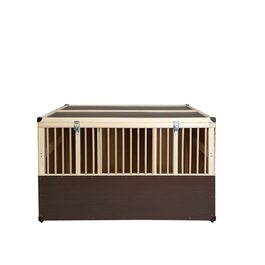 Дерев'яна переносна клітка для дрібних тварин з 3 відділеннями - велика, з закривними кришками