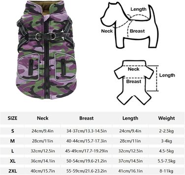 Зимова куртка для собак, теплий зимовий плащ для собак - світловідбивна куртка для собак, жилет для собак з інтегрованим шлейкою для маленьких та середніх собак (фіолетовий, M)