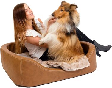 Крісло-лежанка для собак CopcoPet великих порід - овальне, з високими бортиками, миється, сірий колір, 120 x 90 x 10 см