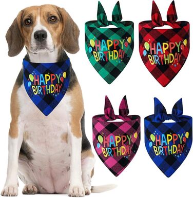 Яскравий бандана на день народження для собак, трикутник, двошаровий, для маленьких, середніх та великих собак (червоний + фруктовий зелений)