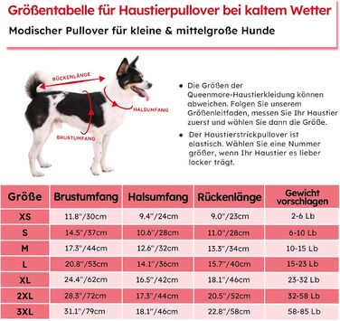 Теплий зимовий светр для собак середнього розміру Queenmore (M, червоний) - для такс, бульдогів, чихуахуа, коргі