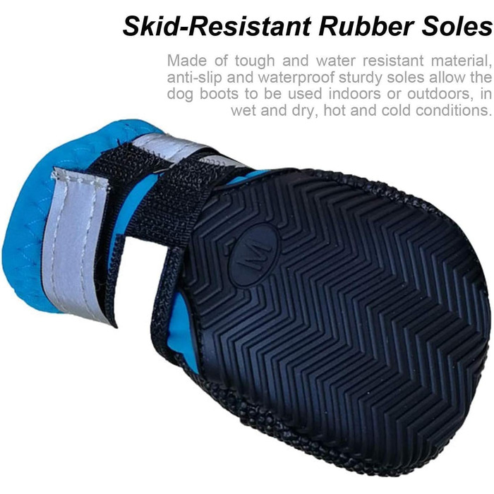 Чоботи для собак Dricar: 4 шт., дихаючі, антиковзні, для маленьких, середніх та великих собак, синій, розмір M
