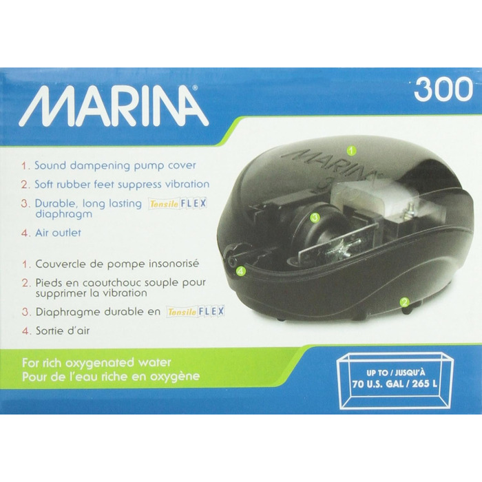 Marina 11118 компресор для акваріума 300, до 265 л, чорний