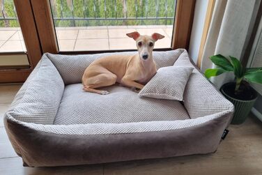 Ліжко для собак Teo 4L Textil - зручне та м'яке (100x80 см, Коричневий/Бежевий)